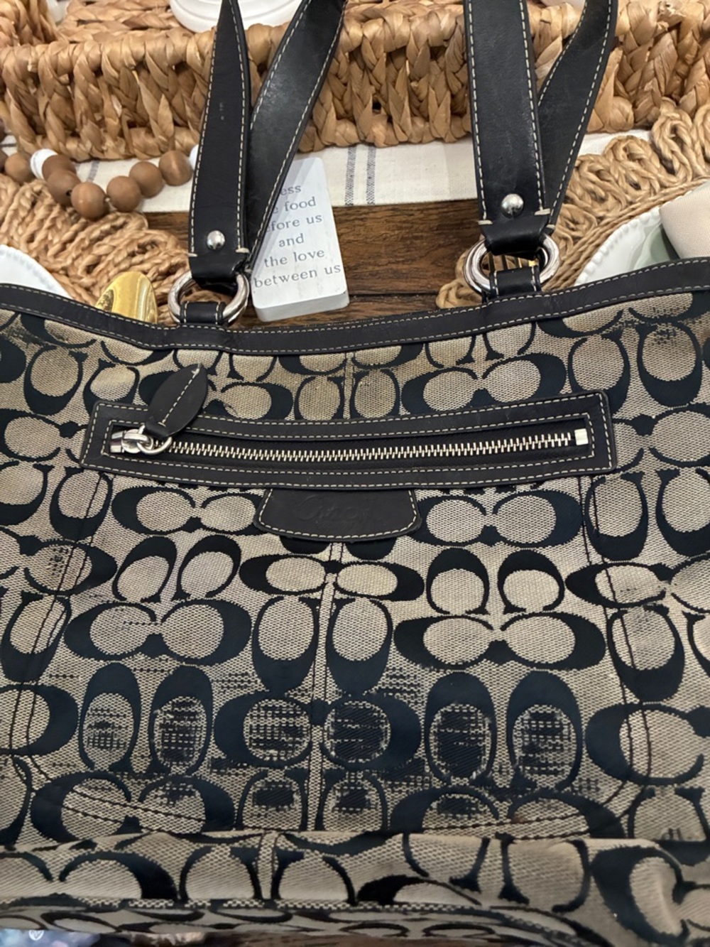 Rehab-Coach Monogram Canvas Tote in Black and Beige - Picture 5 of 5